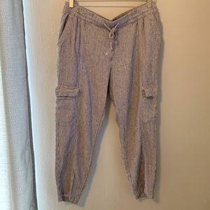 Linen Cargo Cropped Pants